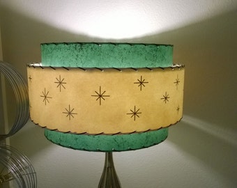 Mid Century Vintage Style 3 Tier Fiberglass Lamp Shade Starburst Atomic 18x11
