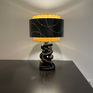 Mid Century Vintage Style 3 Tier Fiberglass Lamp Shade Atomic Black Gold