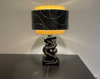 Mid Century Vintage Style 3 Tier Fiberglass Lamp Shade Atomic Black Gold