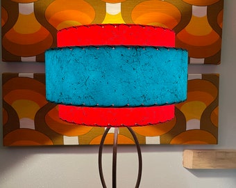 Halverwege de eeuw vintage stijl 3-laags glasvezel lampenkap Starburst Atomic 18 x 11 turkoois rood