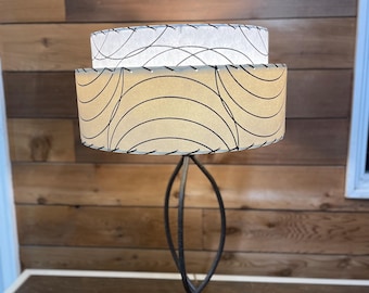 Mid Century Vintage Style 2 Tier Fiberglass Lamp Shade Modern Starburst Retro Ivory/white