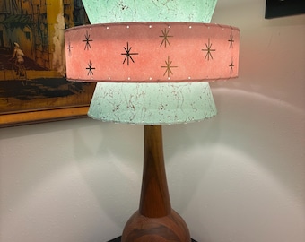 Mid Century Vintage Style Tapered 3 Tier Fiberglass Lamp Shade Atomic SF Pink