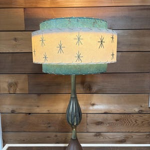 Mid Century Style 3 Tier Fiberglass Lamp Shade Retro Modern 15X9 Alpine Green