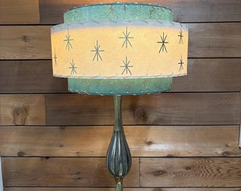 Halverwege de eeuw stijl 3-laags glasvezel lampenkap retro modern 15 x 9 alpinegroen
