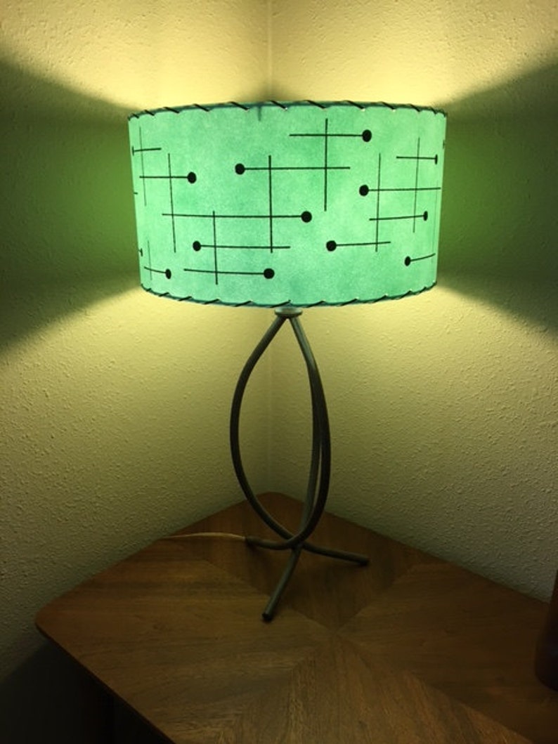 Mid Century Style Fiberglass Lamp Shade Retro Modern Sea Foam
