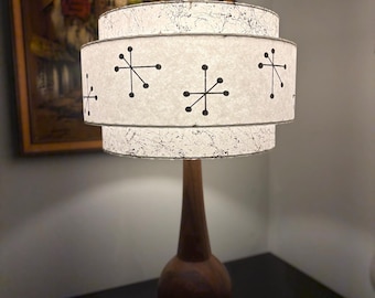 Halverwege de eeuw vintage stijl 3-laags glasvezel lampenkap Starburst Atomic 18 x 11 helderwit