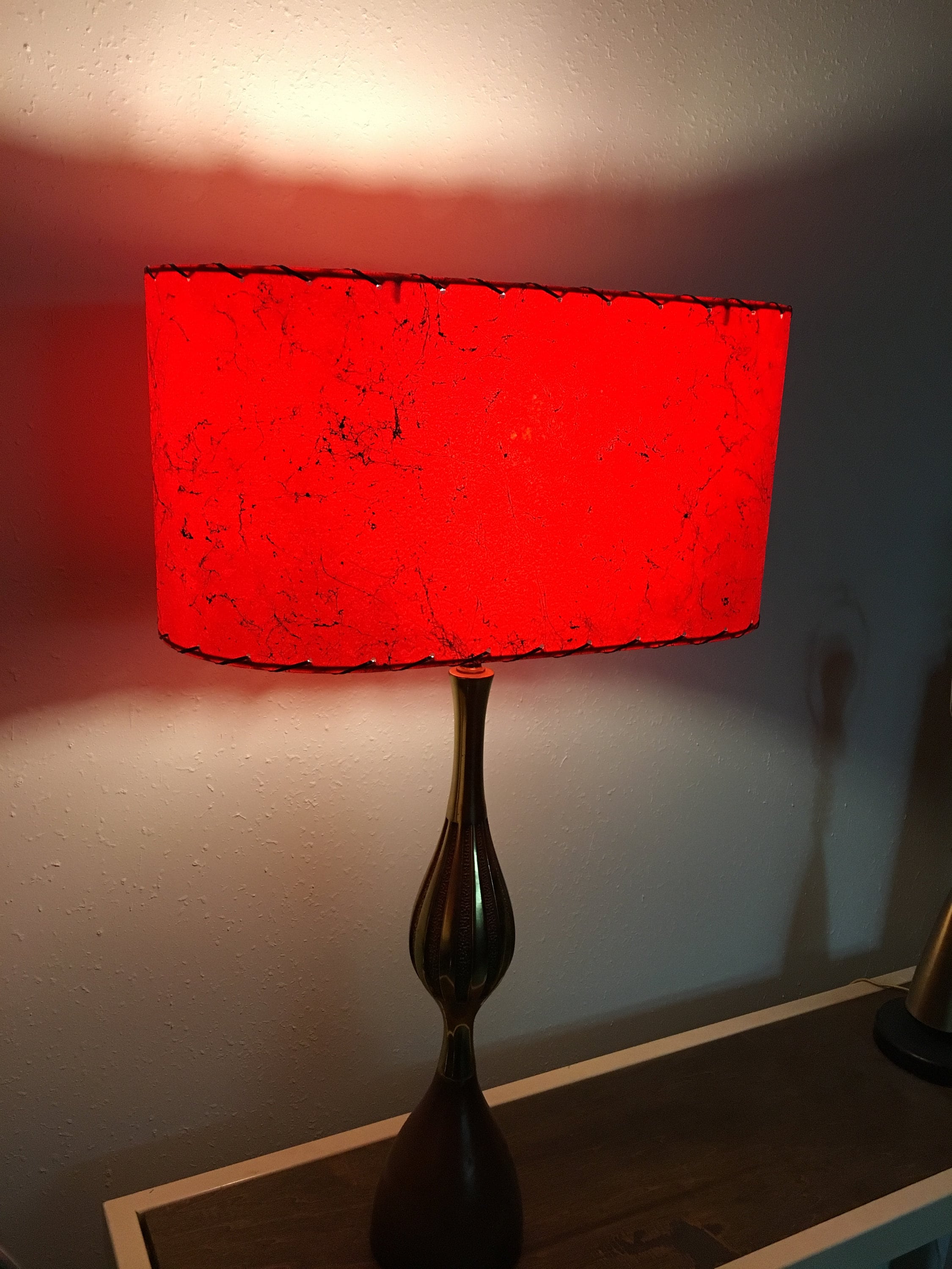 Mid Century Style Fiberglass Lamp Shade Retro Modern Oval Red Etsy