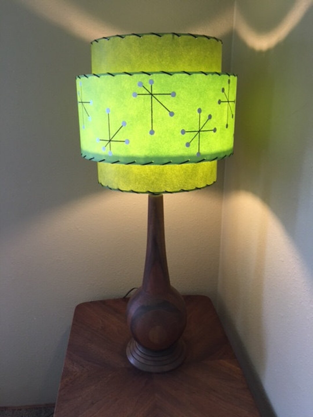 Vintage Mid Century Style 3 Tier Fiberglass Lamp Shade Modern 