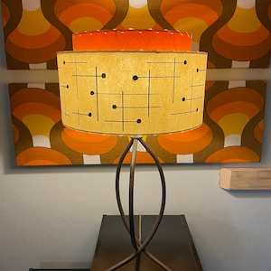 Mid Century Vintage Style 2 Tier Fiberglass Lamp Shade Modern Atomic Retro Burnt Orange Ivory