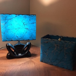 Mid Century Style  Fiberglass Lamp Shade Retro Modern Rectangular Teal