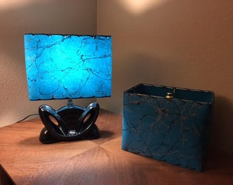 Glasvezel lampenkap uit het midden van de eeuw retro modern rechthoekig groenblauw