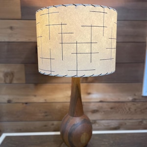 Mid Century Style  Fiberglass Lamp Shade Retro Modern Ivory and Black 15X9