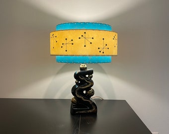 Mid Century Vintage Style 3 Tier Fiberglass Lamp Shade Atomic Starburst Turquoise