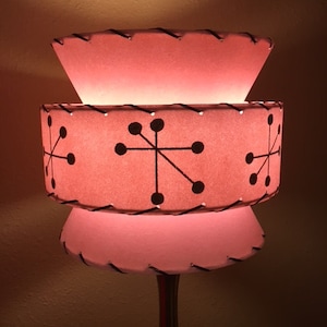 Mid Century Vintage Style Tapered 3 Tier Fiberglass Lamp Shade Starburst Atomic Pink