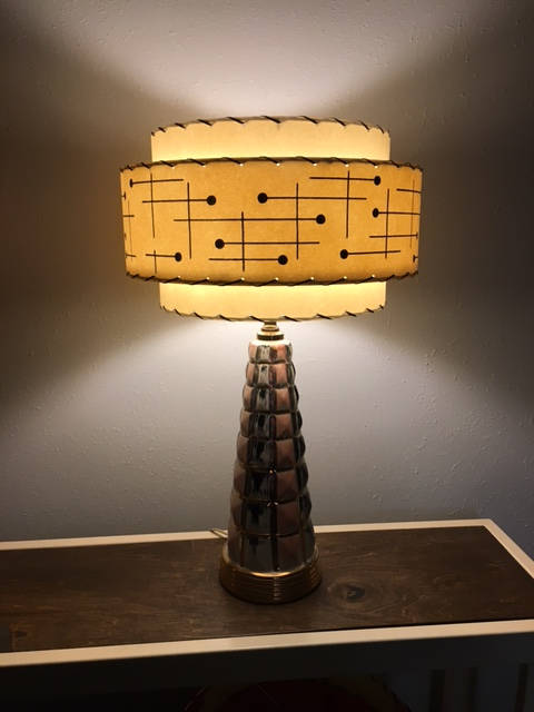 50ｓ Wood ＆ Fiberglass lamp Vintage Mid Century Style Fiberglass Lamp Shade Modern Atomic