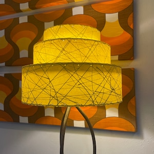 Mid Century Style 3 Tier Fiberglass Lamp Shade Retro Modern 15x11 Pagoda Yellow/Yellow