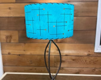 Mid Century Style  Fiberglass Lamp Shade Retro Modern Atomic Turquoise