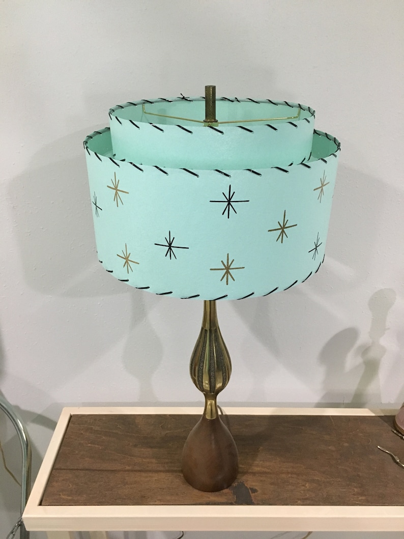 Mid Century Vintage Style 2 Tier Fiberglass Lamp Shade Modern Etsy