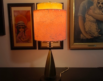 Mid Century Vintage Style 2 Tier Fiberglass Lamp Shade Modern Atomic pink 8x9
