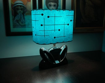 Mid Century Style  Fiberglass Lamp Shade Retro Modern Rectangular Turquoise