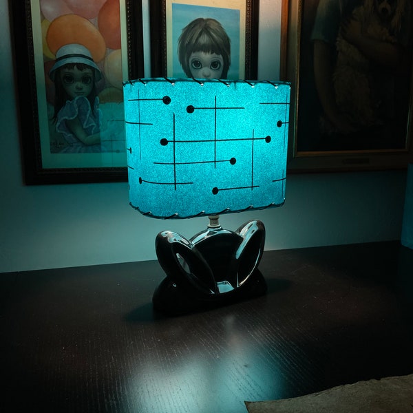 Mid Century Style  Fiberglass Lamp Shade Retro Modern Rectangular Turquoise