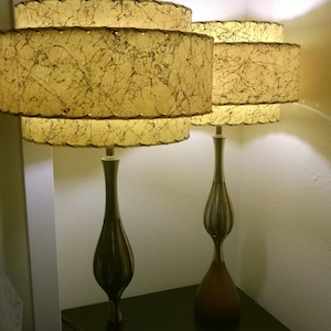 Mid Century Style 3 Tier Fiberglass Lamp Shade Retro Modern Yellow