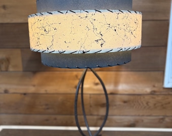 Mid Century Vintage Style 3 Tier Fiberglass Lamp Shade Atomic Gray Ivory