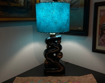 Klosz do lampy z włókna szklanego w stylu mid-century retro, nowoczesny, turkusowy / złoty, 10x8