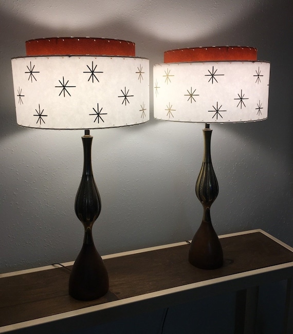 Mid Century Vintage Style 2 Tier Fiberglass Lamp Shade Modern Hong Kong Tier Fiberglass Lamp Shade Modern, Mid Century Lamp Shades Vintage