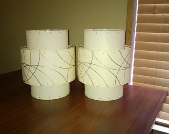 Vintage Mid Century Style Fiberglass Lamp Shade Modern Atomic Stars Ivory Small