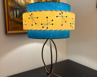 Klosz do lampy z włókna szklanego 3-poziomowy w kolorze turkusowym, w stylu mid-century vintage, w kolorze Atomic Starburst, MCM