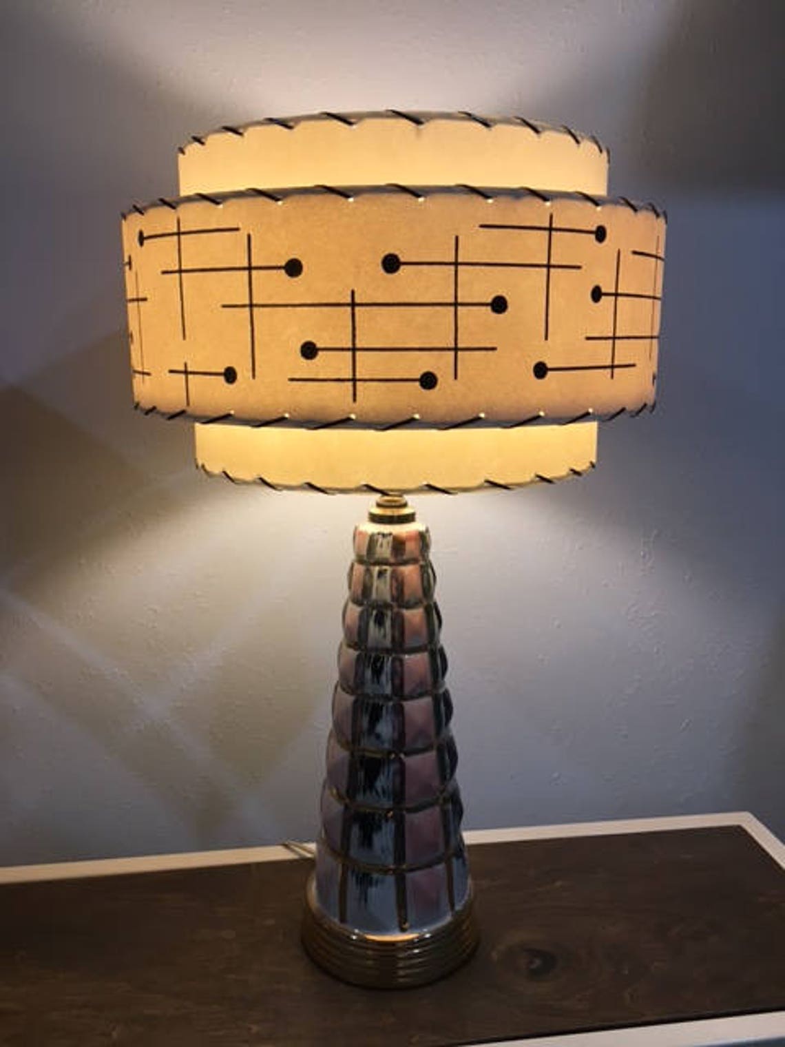 Vintage Mid Century Style Fiberglass Lamp Shade Modern Atomic Etsy