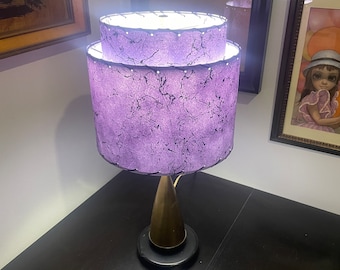 Pantalla de lámpara de fibra de vidrio de dos niveles, estilo vintage de mediados de siglo, moderna, color lavanda atómico, 10 x 9