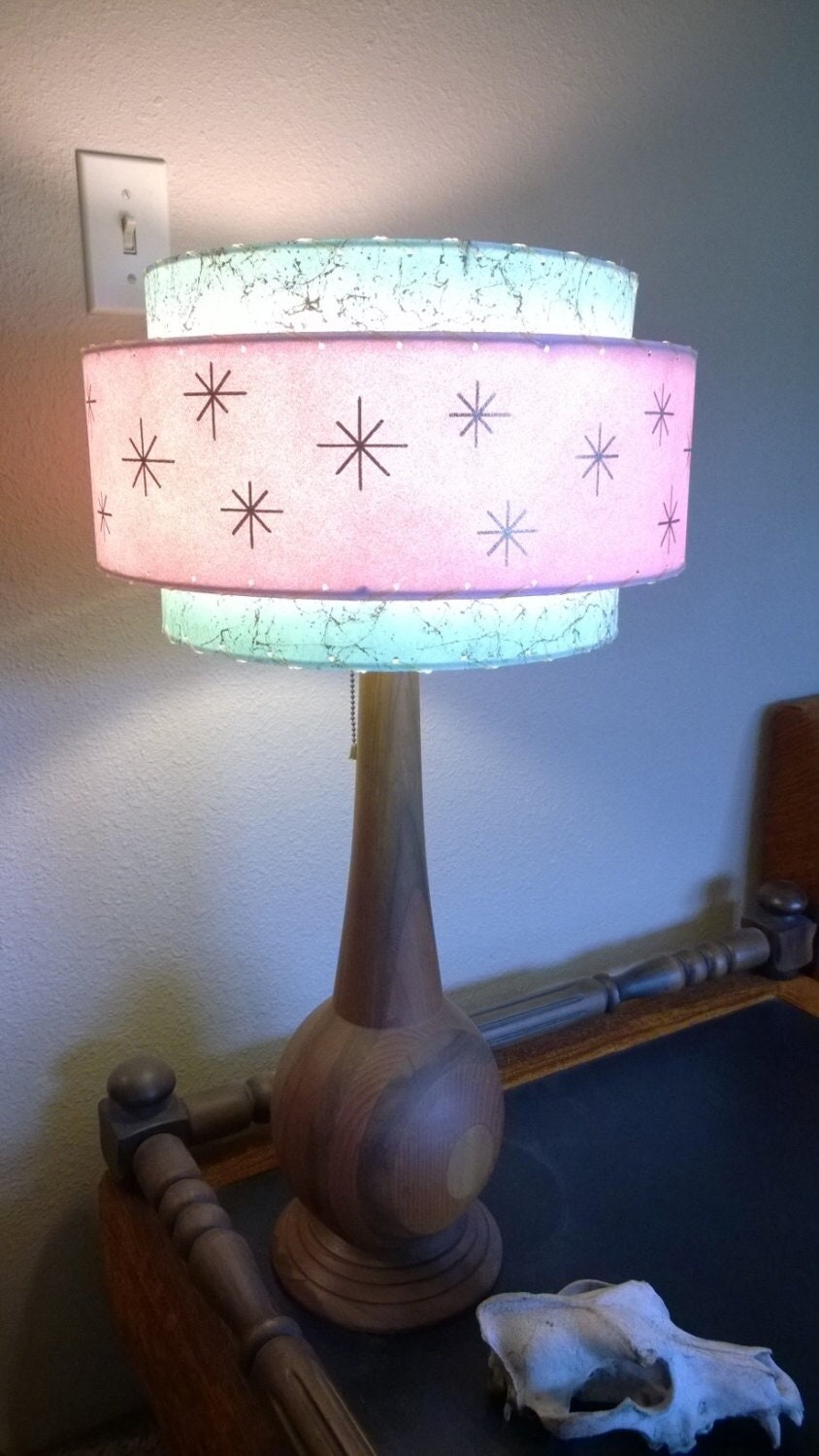Mid Century Vintage Style Tapered 3 Tier Fiberglass Lamp Shade Modern Atomic SF 