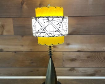 Vintage Mid Century Style Fiberglass Lamp Shade Modern Atomic Yellow Retro Small