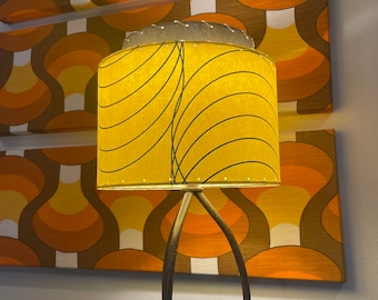 Mid Century Vintage Style 2 Tier Fiberglass Lamp Shade Modern Atomic Retro Yellow / Gray / Gold