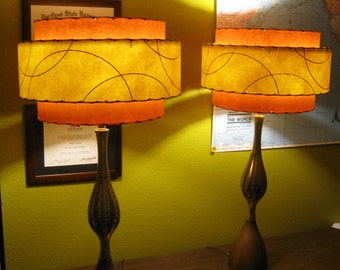 Vintage Mid Century Style Fiberglass Lamp Shade Modern Atomic B/O Ivory