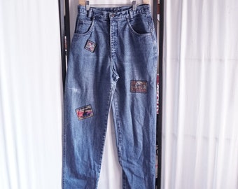 Vintage Roper Mom Jeans Sz 11 30x37 Applique Cheyenne Design