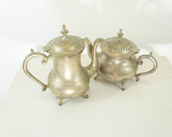 LOT of 2 silver teapot and coffee pot ornate EPNS made in India decorative display european style