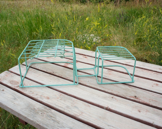 Vintage Turquoise Rubber Coated Dish Rack Storage Display Holder ...