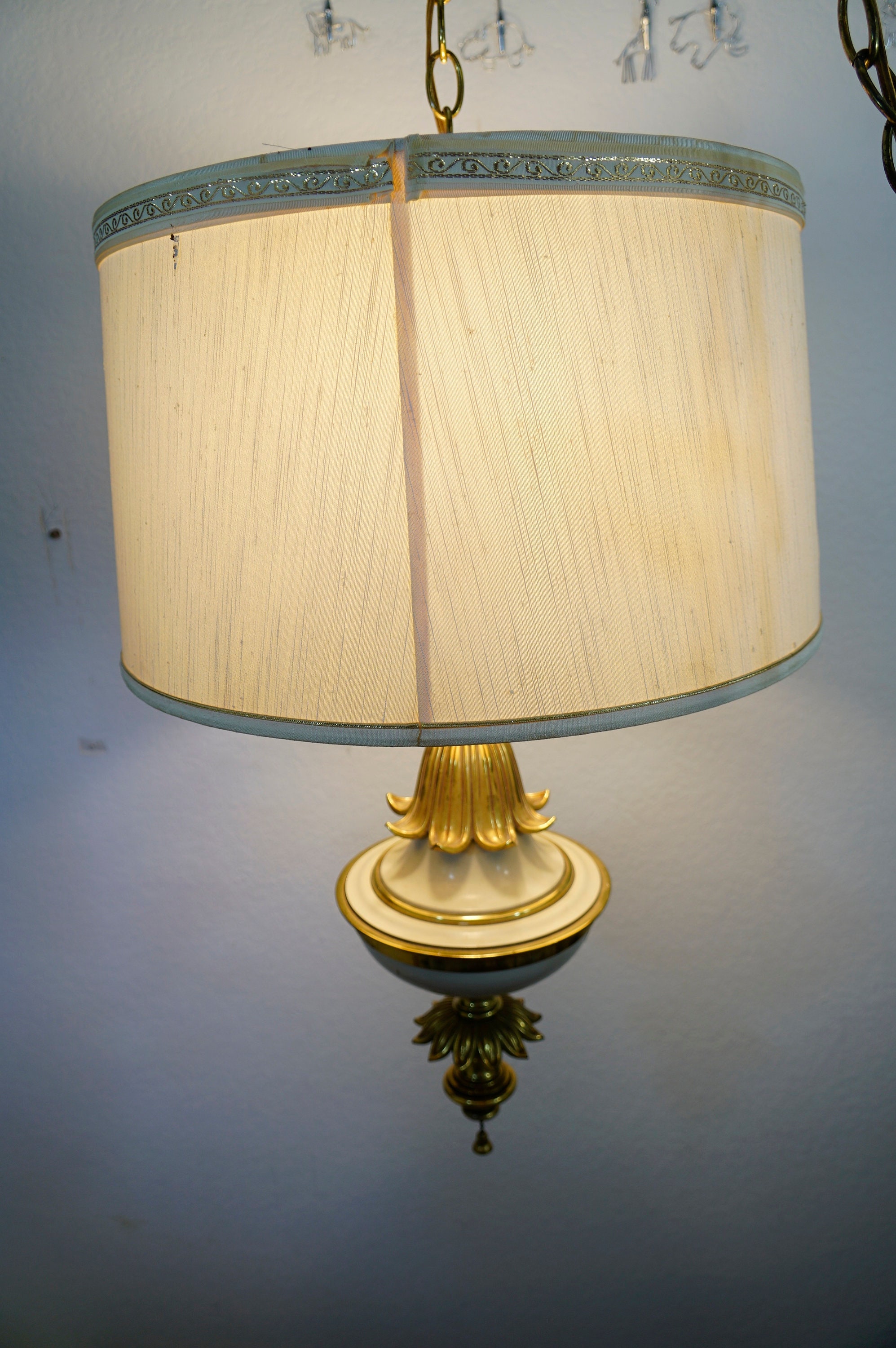 Vintage Stiffel Hanging Swag lamp Original Shade pull chain Etsy