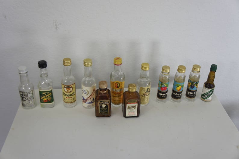 Lot of 12 Mini Liquor Bottles EMPTY German Glass With Caps Etsy