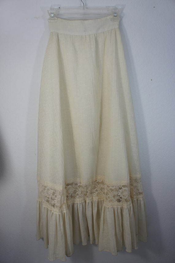 Vintage 1970s Jessica's Gunnies Gauze & Lace Maxi… - image 1