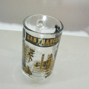 Vintage clear glass SAN FRANCISCO mug gold tourist attractions stein "left my heart"