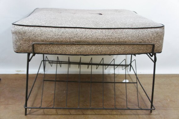 Mid Century Ottoman Footstool With Vinyl Album Record Storage Etsy