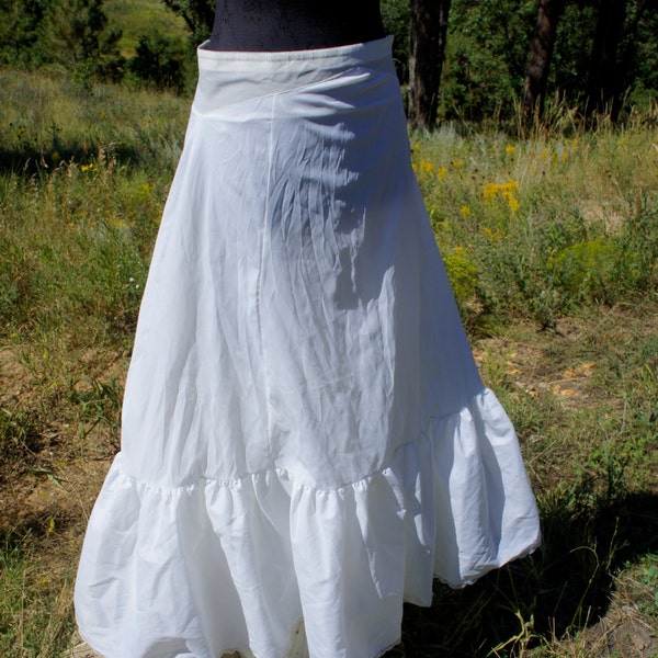 Vintage weißer Petticoat bodenlang A-Linie Reifrock Layer 50 "s Hochzeitskleid Slip 33" Stretch Reißverschluss Taille
