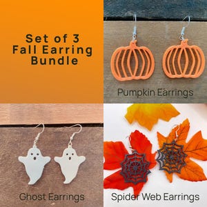 Fall/ Halloween Earring Bundle, Set of Three Pair of Lightweight 3D Printed Earrings