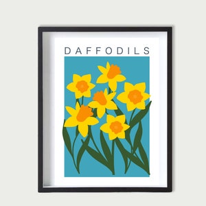 Daffodil Spring Flower Print Kitchen Print Hallway Home Wall Art Gallery Wall Bright Colourful Art A3 A4 A5 image 2