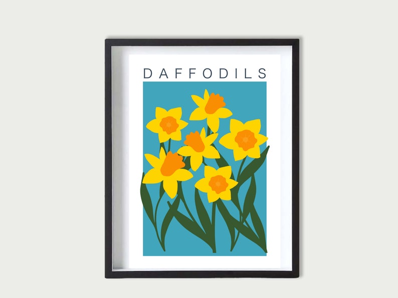 Daffodil Spring Flower Print Kitchen Print Hallway Home Wall Art Gallery Wall Bright Colourful Art A3 A4 A5 image 2