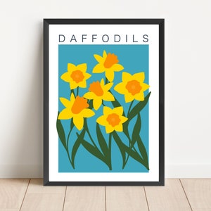 Daffodil Spring Flower Print Kitchen Print Hallway Home Wall Art Gallery Wall Bright Colourful Art A3 A4 A5 image 1